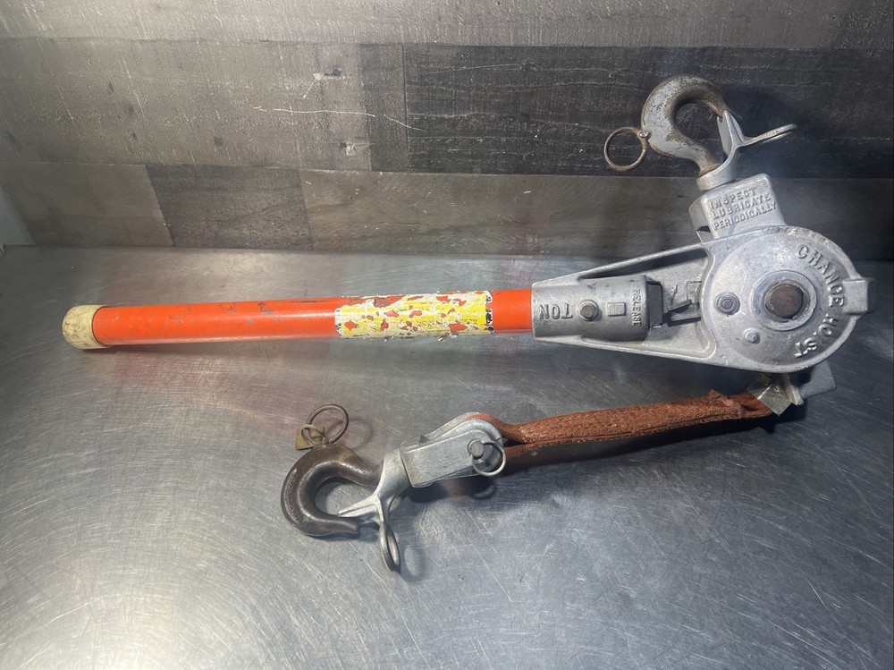 Chance Hoist 1 Ton Hot Stick Ratcheting Strap Hoist. Our #13