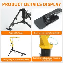 Universal Fit Hitch Crane – 1000 lb Load Capacity with Easy 360° Swivel Action