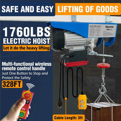 2-in-1 Electric Hoist 1760Lbs 110V with Wireless and Wired Remote Control