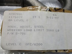 INDUSTRIAL SPARE S-701 HOIST HOOK NSNP