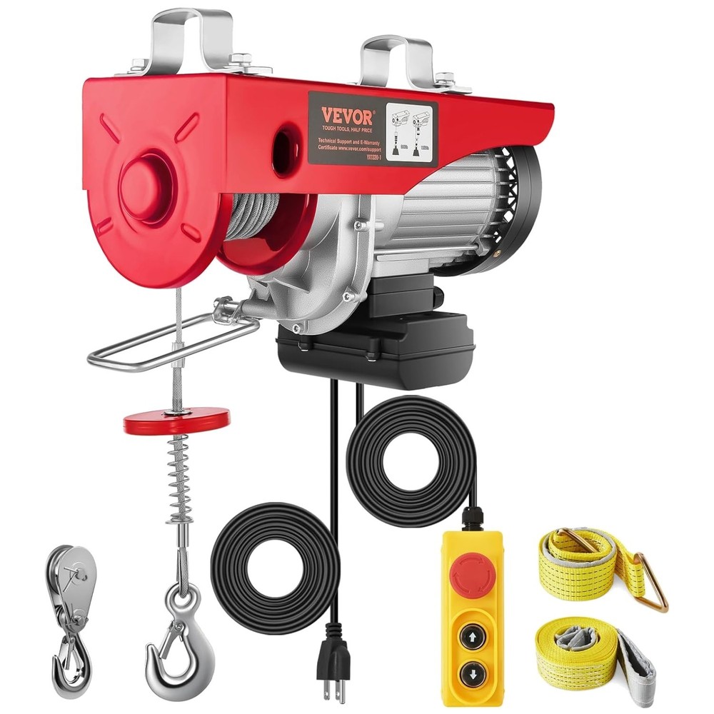 Versatile Electric Hoist 1320LBS with 14ft Wired Control for Safe Lifting Tasks