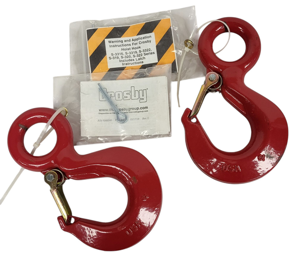X2 Crosby Alloy Hoist Hook 3-Ton With Safety Latch & Pin 0088500 Series S-320