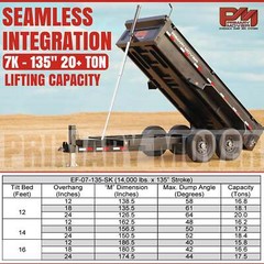 Telescopic Dump Trailer Cylinder Kit – 20 Ton Capacity – 135″ Stroke – Fits 12-1