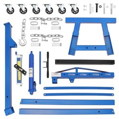Engine Hoist, 2 Ton Folding Hydraulic Cherry Picker Shop Crane Lift w/ 6 Casters