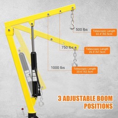 Hydraulic Pickup Truck Crane Hoist Crane 1000lbs Capacity 360° Swivel Hoist Lift