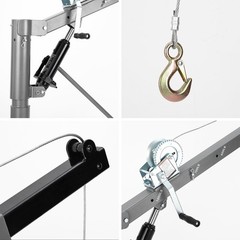 1000 Lbs Pickup Truck Crane Hoist Crane 360° Swivel Hoist Lift w/ Manual Winch