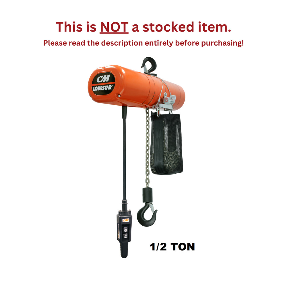 CMCO LODESTAR ELECTRIC CHAIN HOIST – 1/2 TON CAPACITY, TWO SPEED 2/8 FPM