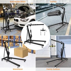 2 Ton Engine Hoist, Folding Hydraulic Cherry Picker Shop Crane Engine Hoist Lift