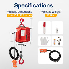 Powerful 3-in-1 Electric Hoist, 660Lbs Capacity, 40Ft Lift, Overload Protection