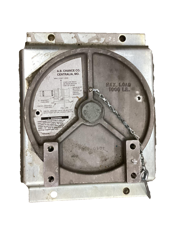 Hubbell P308-0901 C3080903 AB Chance Capstan Hoist Swivel Bracket For 1,000 lb