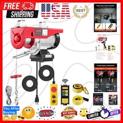 Electric Hoist, 1320 lbs 120V Electric Winch with 328 ft Wireless & 14 ft Wir…