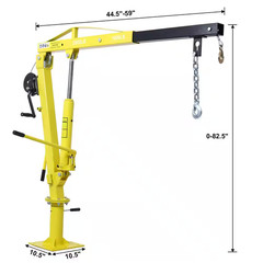 Hydraulic Pickup Truck Bed Crane, Jib Hoist with Extendable Boom, Swivel Base fo