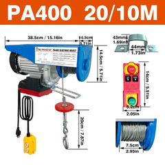 880Lbs Lift Electric Hoist,Wireless/Wired 2 in 1,110V Electric Hoist Winch,Elect