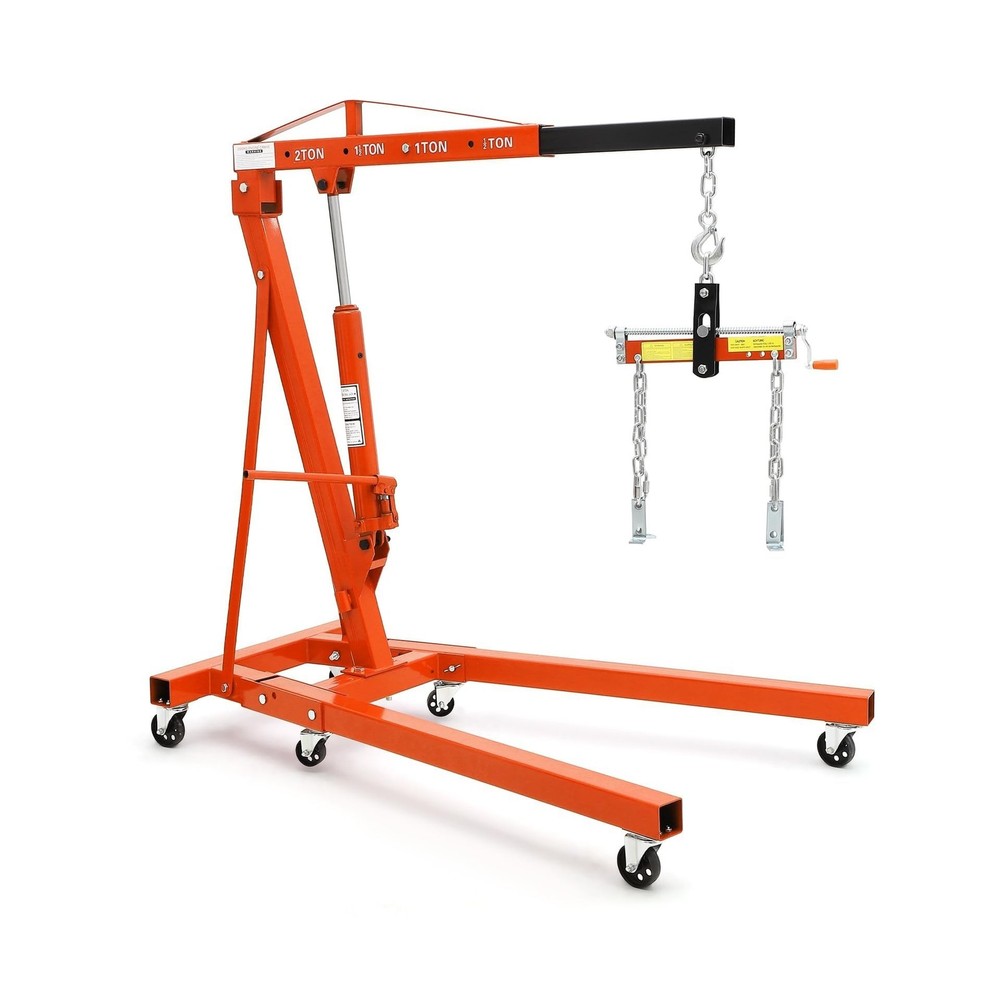2 Ton Folding Hydraulic Engine Hoist with Load Leveler 4400 LBS Capacity Heav…