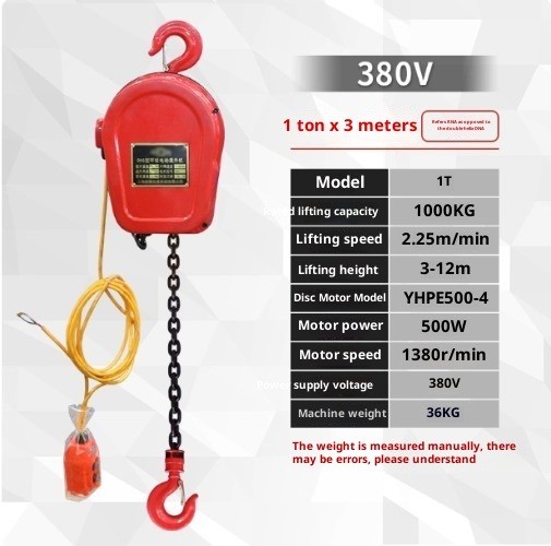 Chain Hoist Electric Hoist 1 T 2 T Crane Remote Control 220V Small Crane Hoist