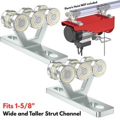 2Pc 6 Wheel Trolley Hoist with Rollers Strut Trolley Assembly for Electric Hoist