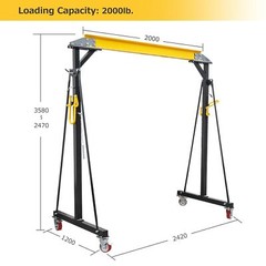 Portable Adjustable Steel Gantry Crane 97″ to 141″ Shop Lift 2200/4400lb Load