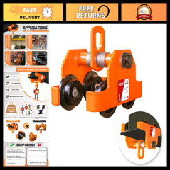 2200LBS Dual Wheel I Beam Trolley Hoist – 3″-5″ Adjustable Manual Push Lift