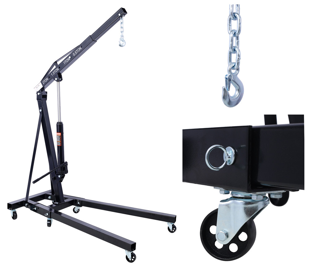 Heavy Duty 4000LBS Folding Engine Hoist Cherry Picker Shop Crane Hoist Lift