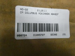 Cm Columbus Mckinnon 4043CF Chain Hoist 10ft 3/4ton