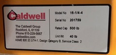 CALDWELL 16-1/4-4 LIFTING BEAM, 500 LB LOAD LIMIT, ADJUSTABLE, 8AUJ9, NEW!
