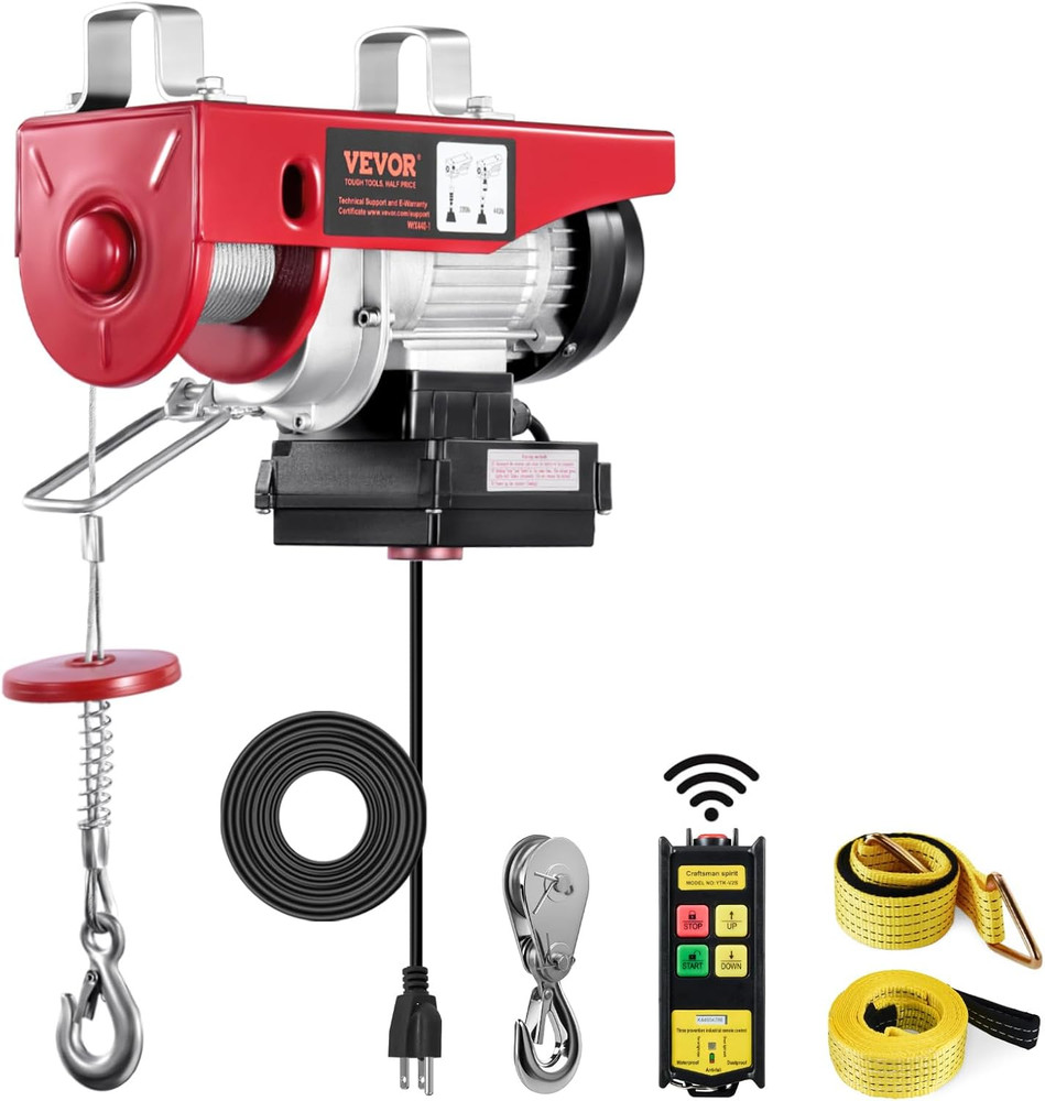 Electric Hoist with Wireless Remote Control, 110V 440Lbs Electric Hoist with Rem