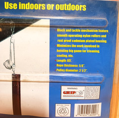 2000 lb Rope Hoist – GRIP 18090 – 65′ Length – 2.5″ Pulleys – NEW in Package