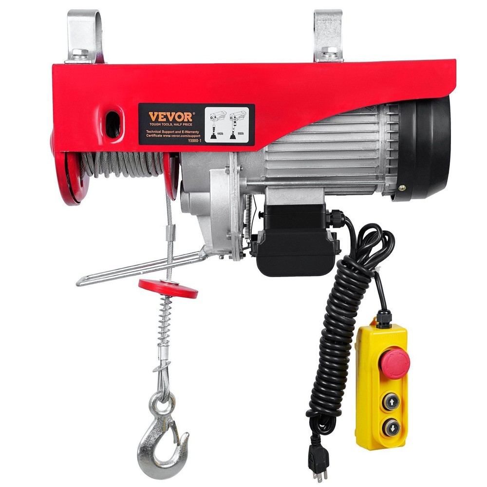 Electric Hoist with 14ft Wired Remote Control 880 lbs Load Capacity 850W Power