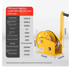 Hand Hoist Pounds Self Locking Manual Winch with Wire Rope and Hook Hand Tool