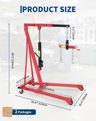 1.5 Ton Engine Hoist Lift ,Portable Hydraulic Cherry Picker Shop Crane 3000 LBS