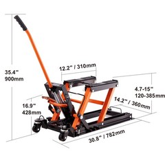 1500 LBS Hydraulic Motorcycle Scissor Lift Jack, Foot Operated ATV Lift Stand