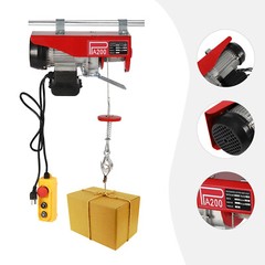 Red PA200 Electric Hoist Winch Hoist Crane Lift Wired Remote Control 440lbs