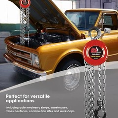 Big RED TR9010-3 Torin Manual Hand Chain Hoist with 2 Heavy Duty Hooks for Wareh