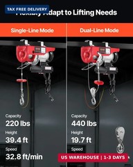 VEVOR Electric Hoist with Wireless Remote Control, 110v 440lbs Electric Hoist wi
