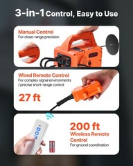 1100lb 1500W 3-in-1 Electric Winch 25ft Capacity 16.4ft/min Remote Operated