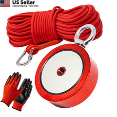 Hercules Magnetics 2000 lbs Double Sided Fishing Magnet Kit with Case – Red