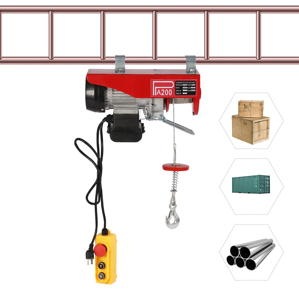 Electric Hoist Winch Lifting 440Lbs Engine Crane Ceiling Pulley Crane 480W