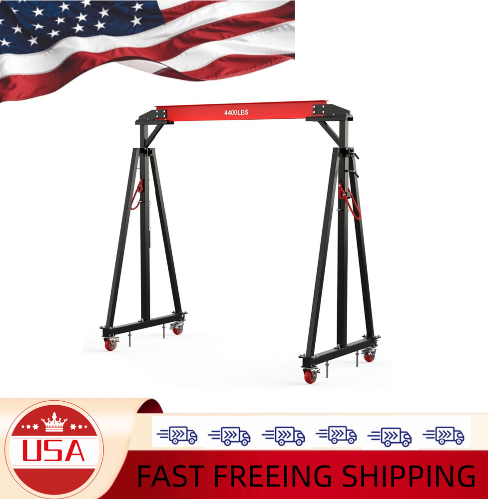 Portable Gantry Crane 2 Ton 4400 LBS, Adjustable Steel Lift Crane with Locking W