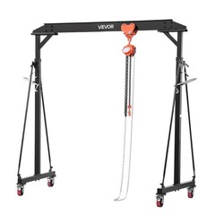 VEVOR Adjustable Gantry Crane 2200 lbs 95.7-142.9 in with Manual Trolley Hoist
