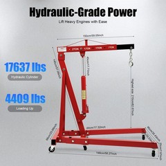 2 Ton Folding Engine Hoist Heavy Duty Engine Hydraulic Shop Crane 4 Level Adjust