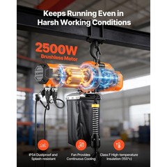 2200 lbs Electric Chain Hoist, 10 ft Lift, 120V, Wired Remote