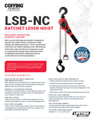 CMCO – COFFING LSB-NC RATCHET LEVER HOIST – 1-1/2 TON CAPACITY – 5 FT LIFT