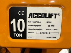 ACCOLIFT 10 Ton Electric Chain Hoist 20 Feet of Lift Free Freight