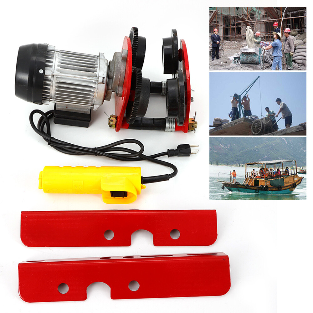 1-Ton Electric Hoist Trolley Overhead Motor Winch Hoist Lift Garage Crane 110v