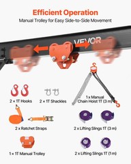 VEVOR Adjustable Gantry Crane 2200 lbs 95.7-142.9 in with Manual Trolley Hoist