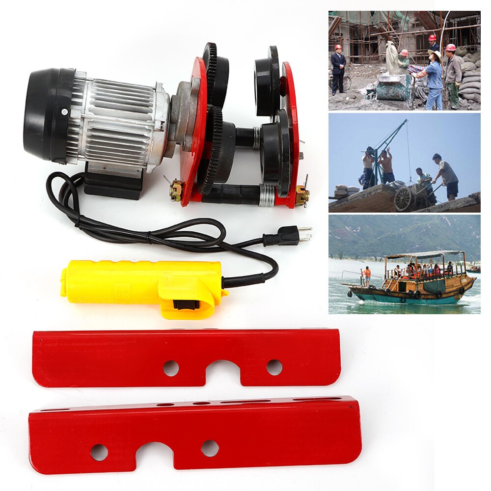 2200lbs Electric Wire Rope Hoist with Trolley I-beam Links HeavyDuty 110V