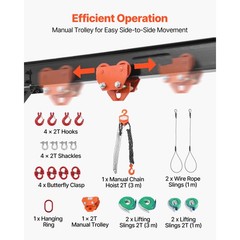 Uimoso Adjustable Gantry Crane 4400 lbs Capacity, 99.6″-146.9″ Height w/Trolley