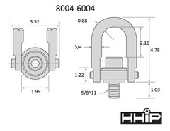 4,000 LBS. STANDARD U-BAR HOIST RING WITH 5/8-11 THREAD (8004-6004)