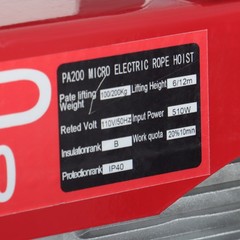 PA200 Electric Hoist 440lbs w/ Remote, 110V 510W, 40ft Lift, 2 Speeds, Emergency