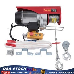 1T 2200LBS Electric Wire Cable Hoist Winch Crane Lift & wired Remote Control
